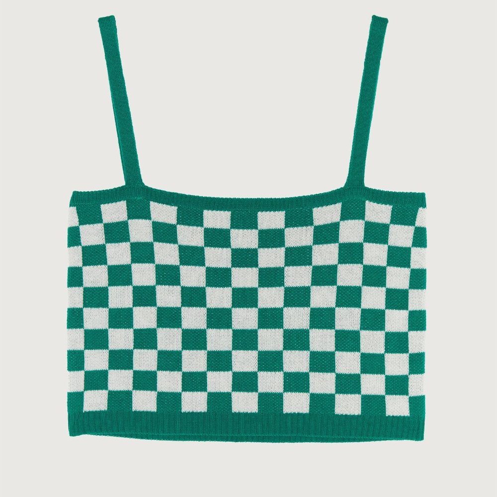 OAK+FORT - CHECKERED CROPPED TANK (Size S)